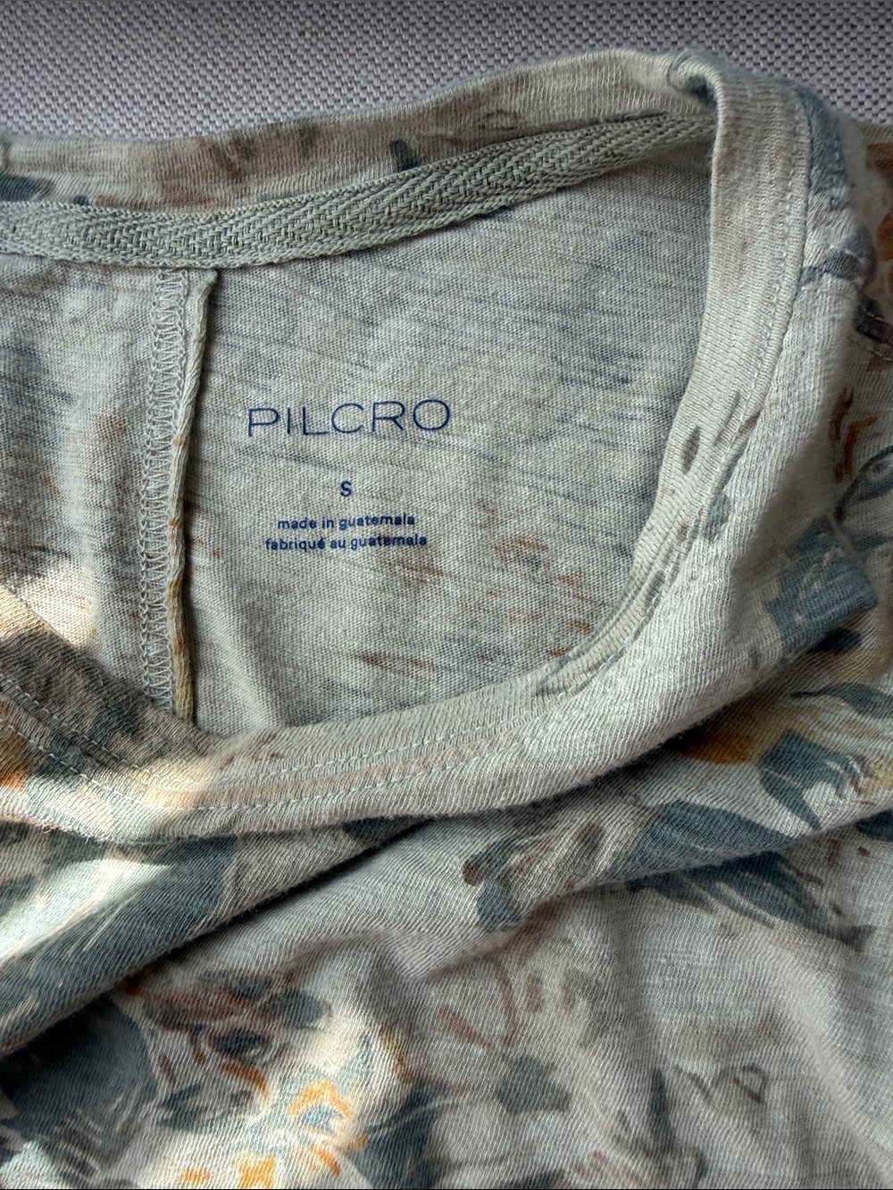 Pilcro Olive Floral Crewneck Tee with Mustard Accents - Picture 2 of 3